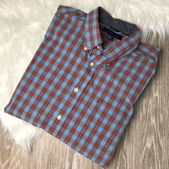 Tommy Hilfiger Other - Tommy Hilfiger Large Blue Plaid Button Down Shirt